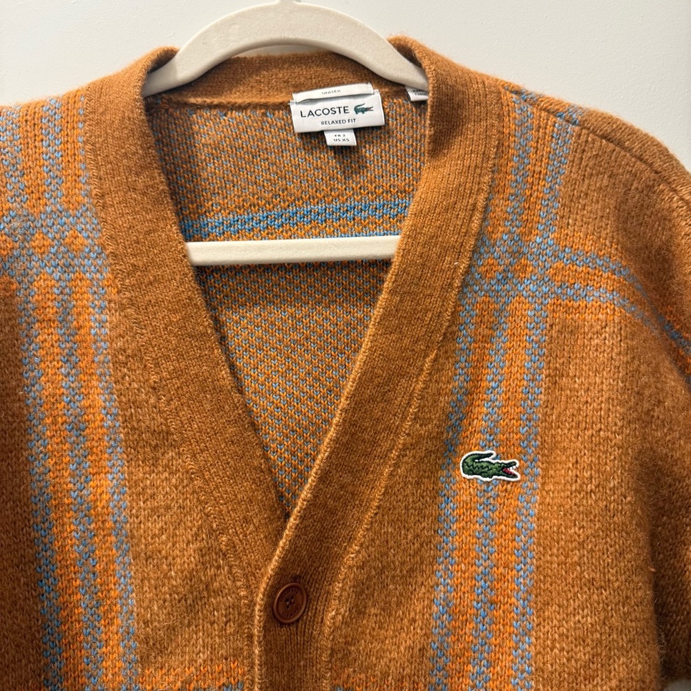 Lacoste Unisex Tartan Pattern Wool Cardigan - Picture 3 of 4
